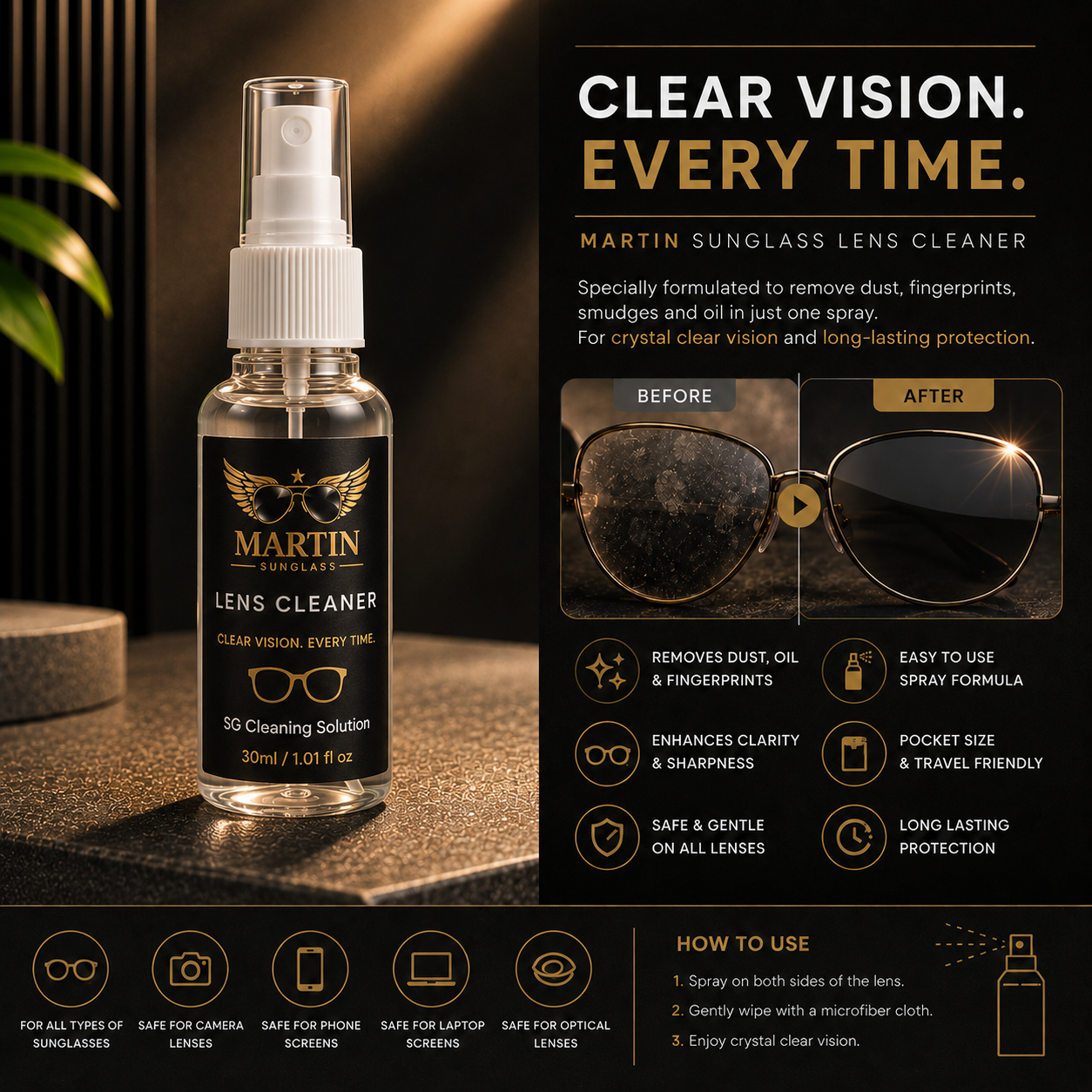 MARTIN Premium Lens Cleaner Spray (30ml)