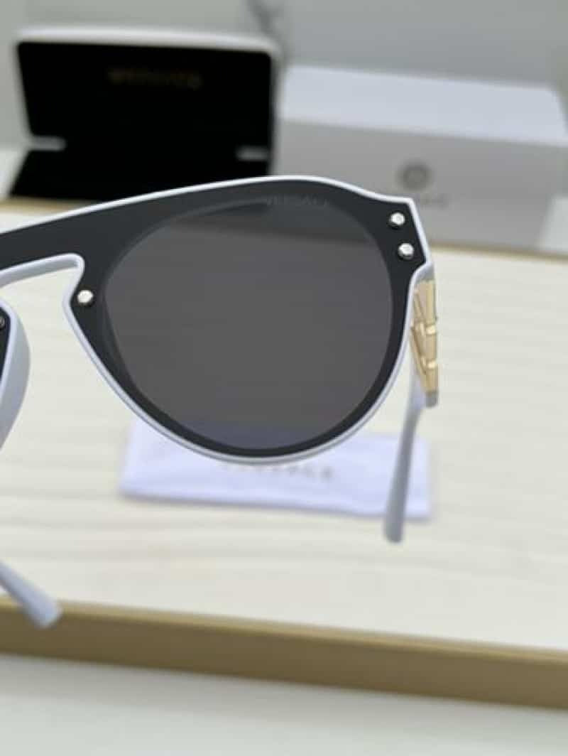 Versace Greca Aviator Sunglasses White Black - Lens Close-up