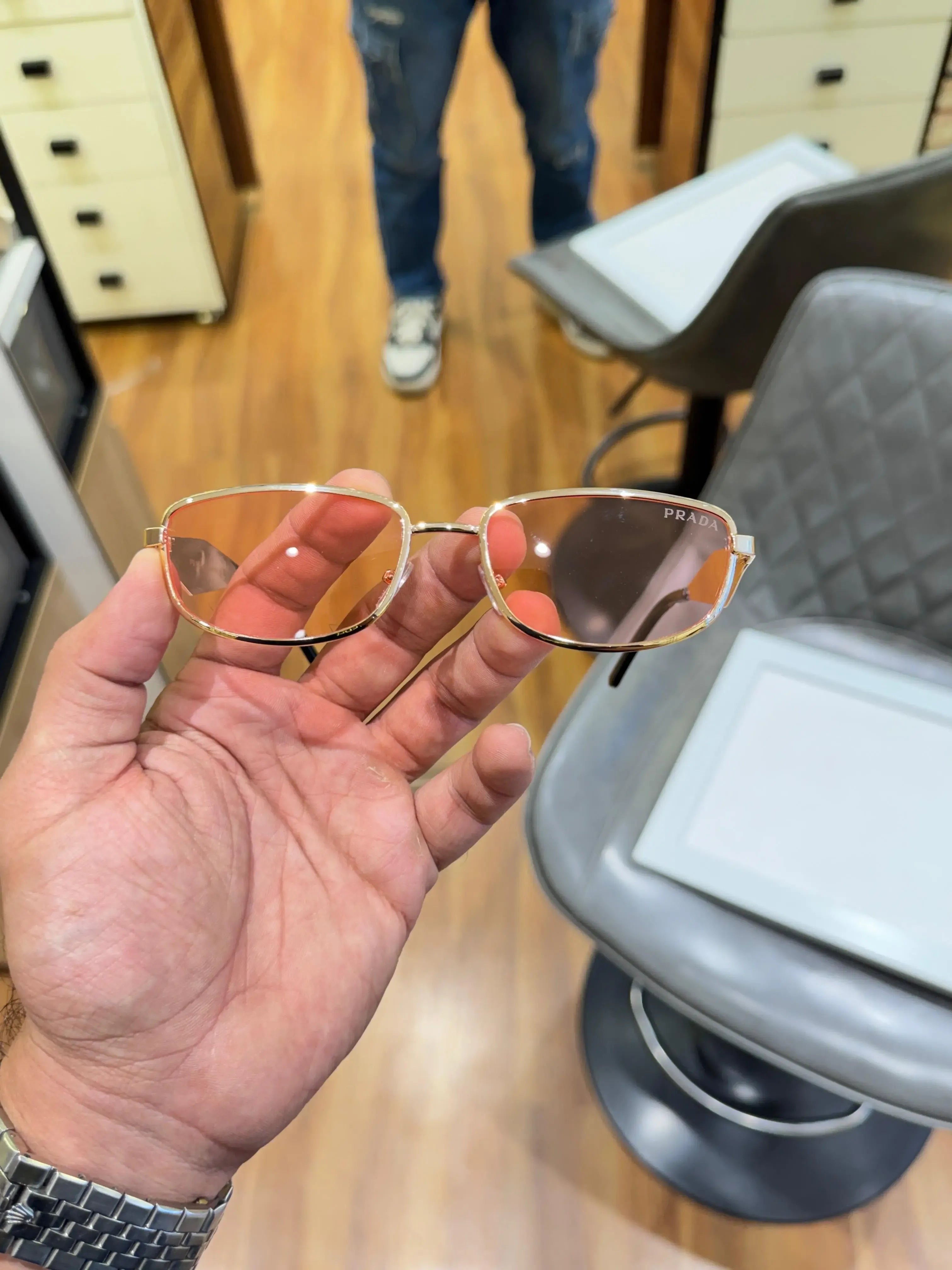 Prada Rose Gold Aviator Sunglasses - Full Front View