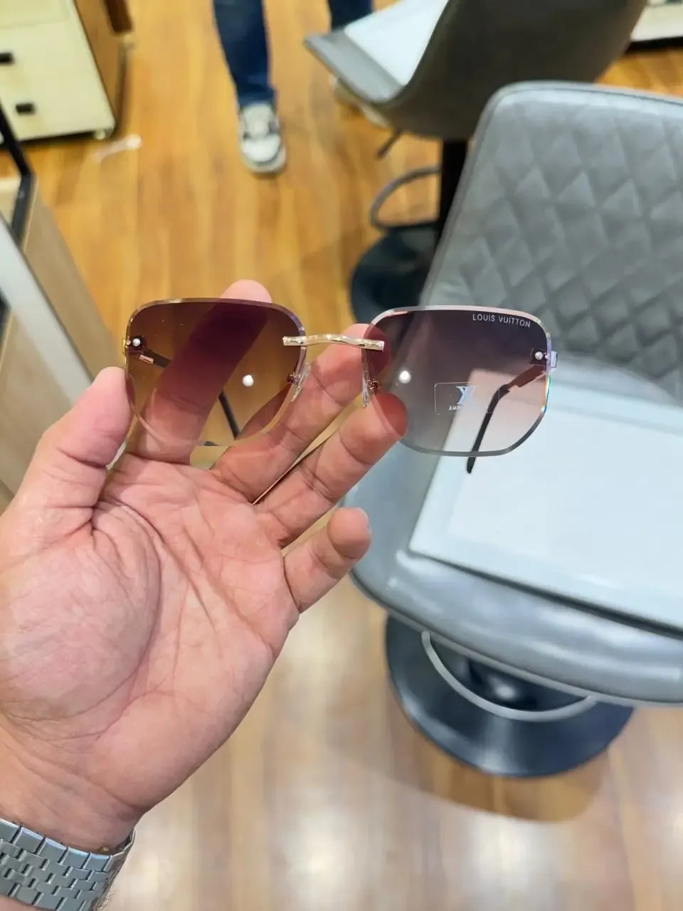 Louis Vuitton Rimless Brown Gradient Sunglasses - Full Front View