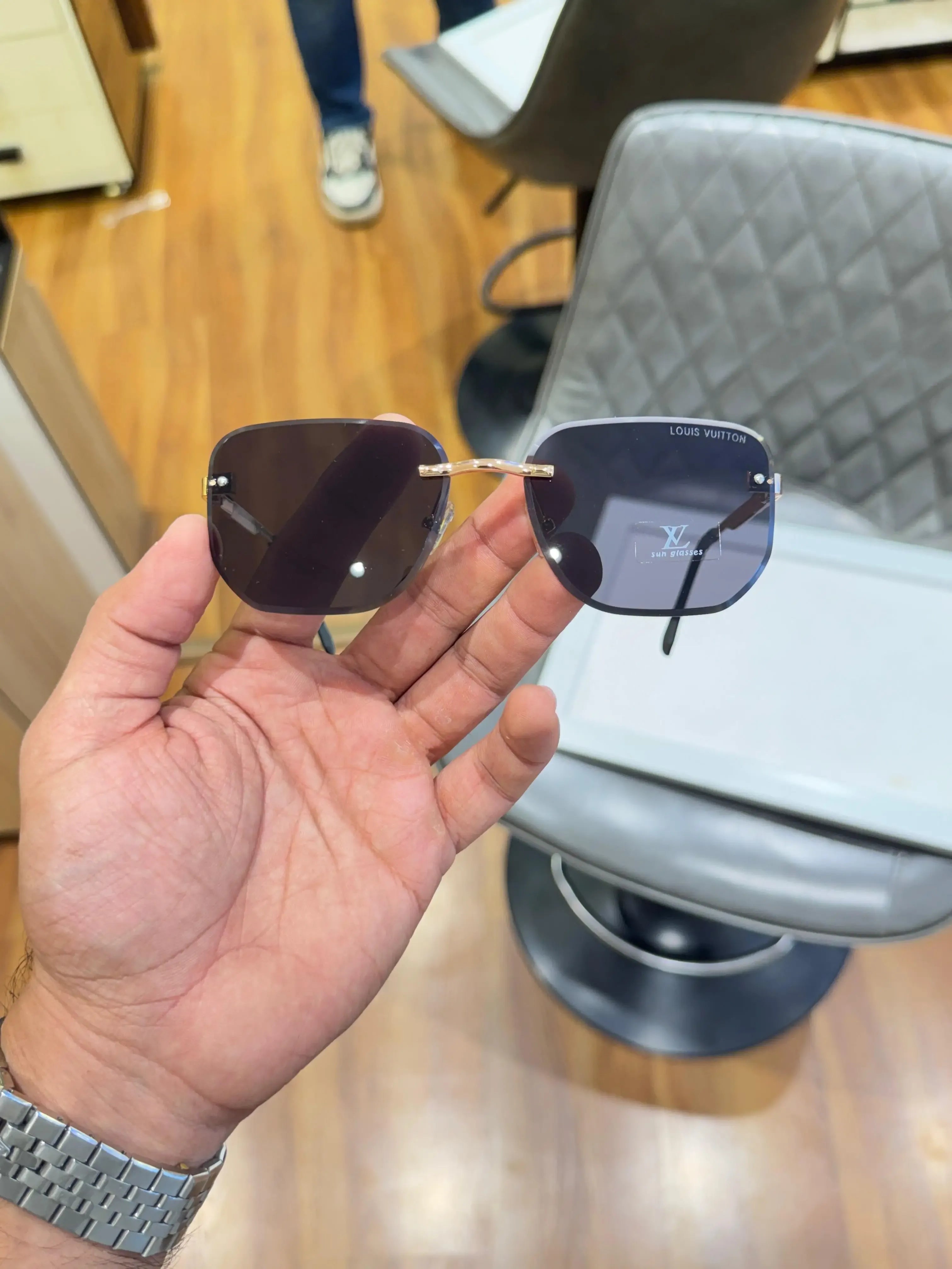 Louis Vuitton Rimless Gradient Sunglasses Gold Black - LV Lens Branding