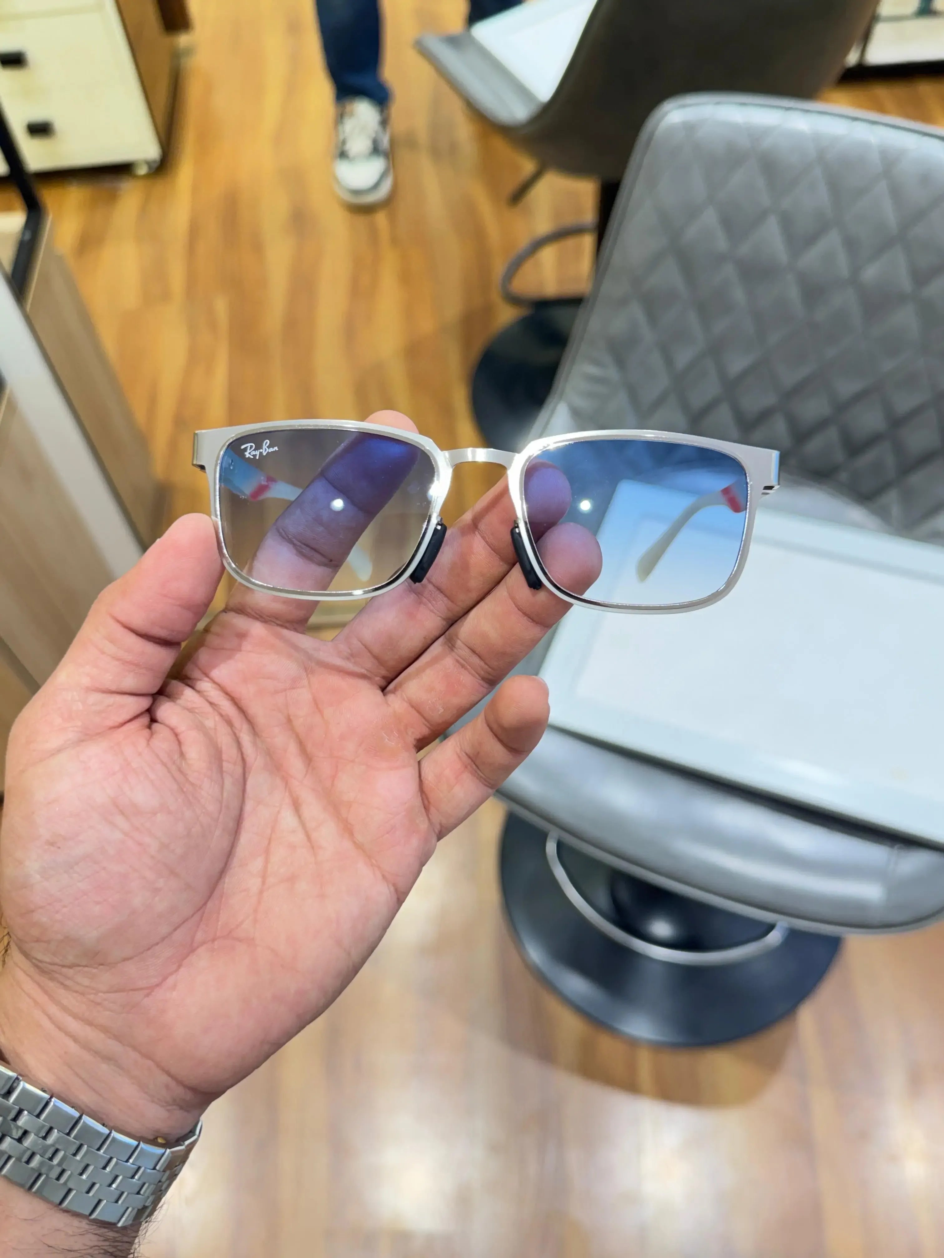 Ray-Ban RB2603 Sea Blue - Front face-on view showing silver frame with sea blue gradient lenses and Ray-Ban logo