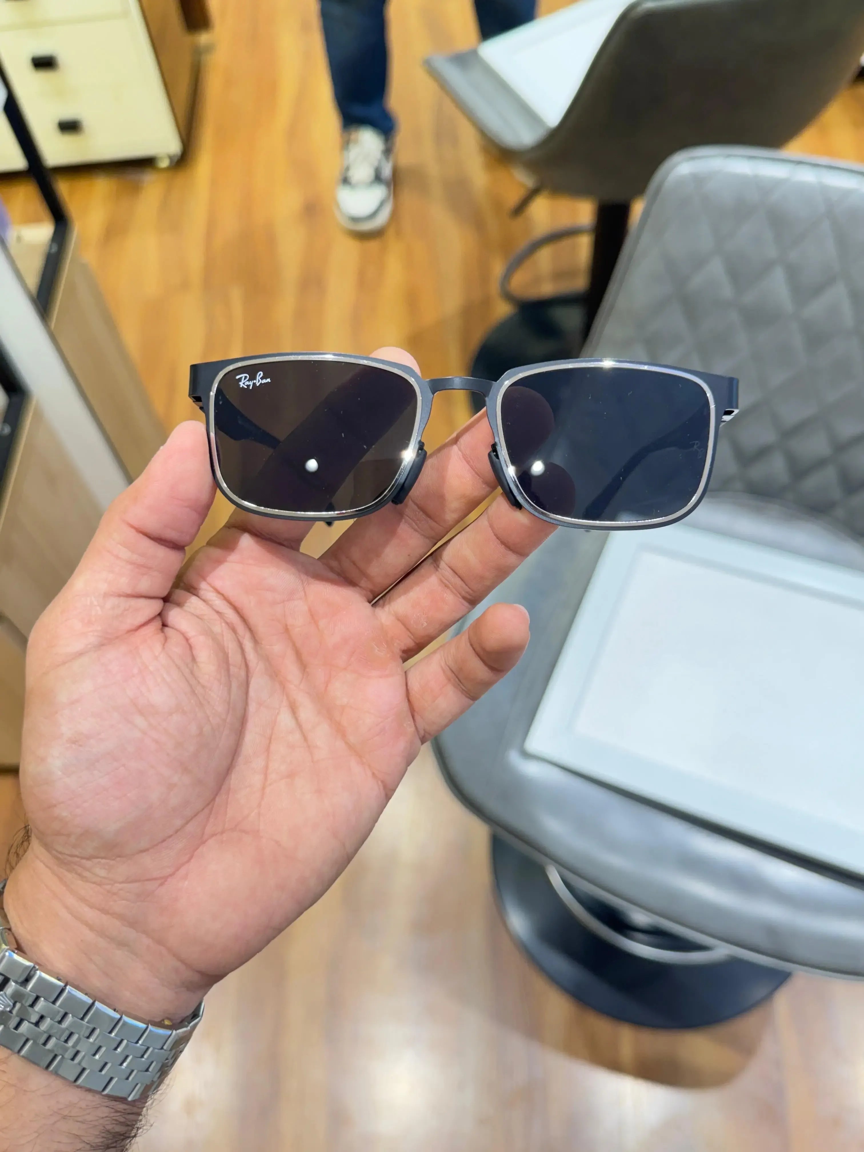 Ray-Ban RB2603 Black Silver - Front face-on view showing browline frame with Ray-Ban logo on lens