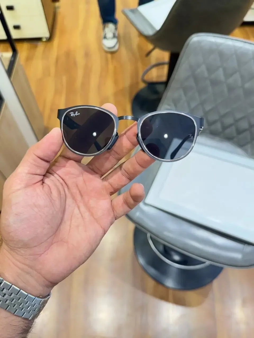 Ray-Ban RB2604 Black Silver - Front face-on view showing round frame with Ray-Ban logo on lens