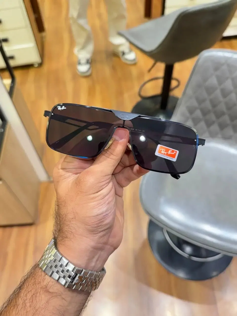 Ray-Ban RB3741 Black - Front face-on view with Ray-Ban logo on lens