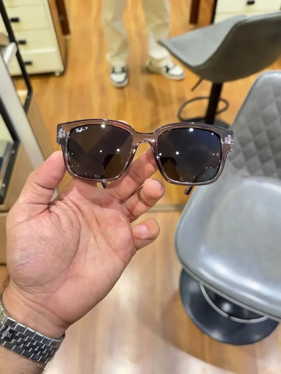 Ray-Ban RB7256 Transparent Grey Black - Front face-on view