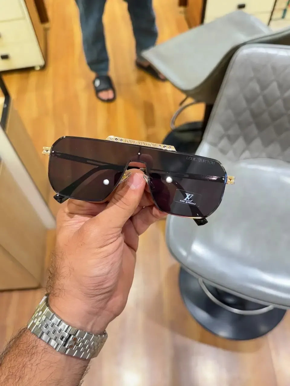 Louis Vuitton Premium Fashion Shield Sunglasses - Angle View