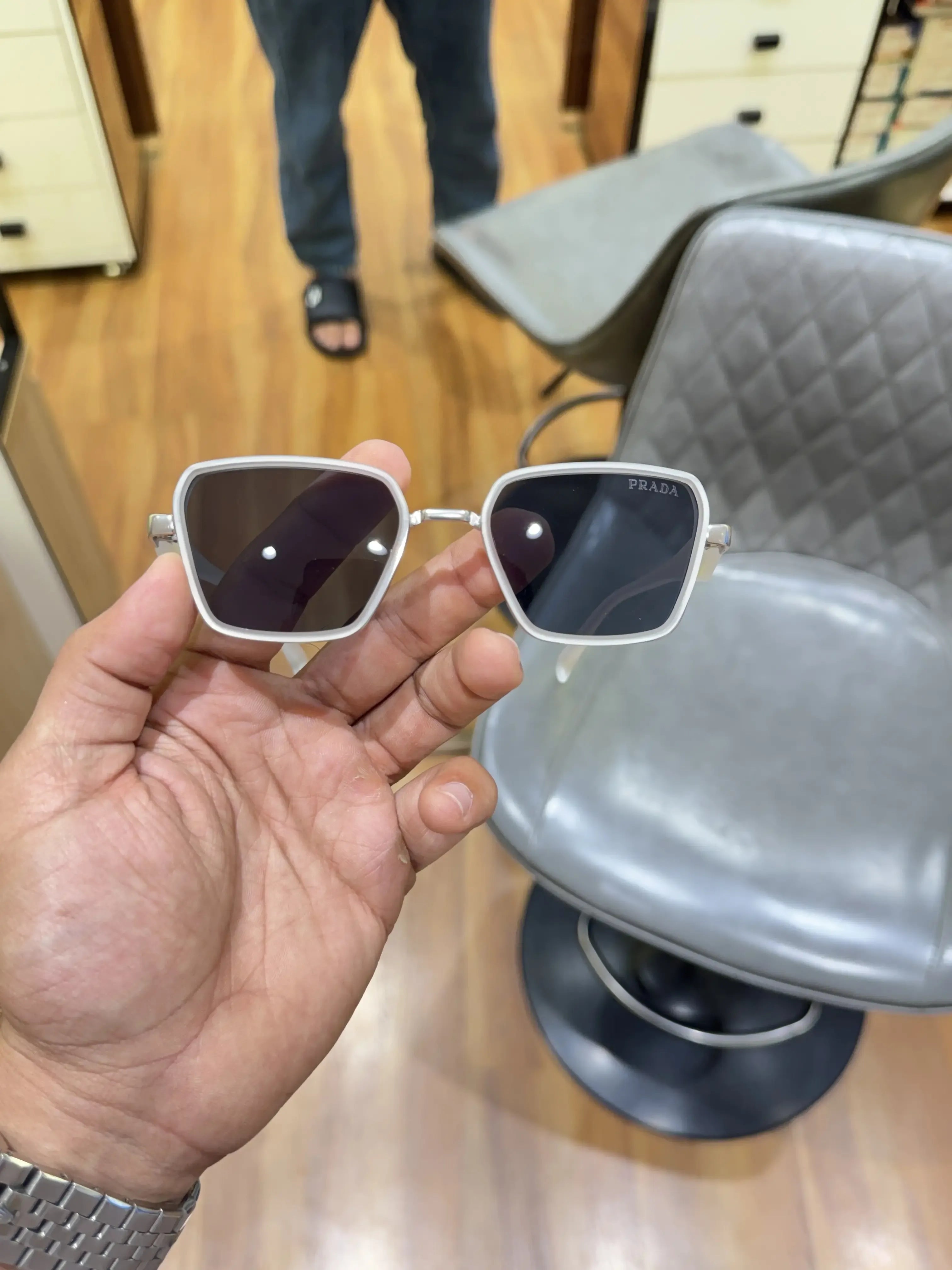 Prada White Frame Sunglasses - Alternate Front View