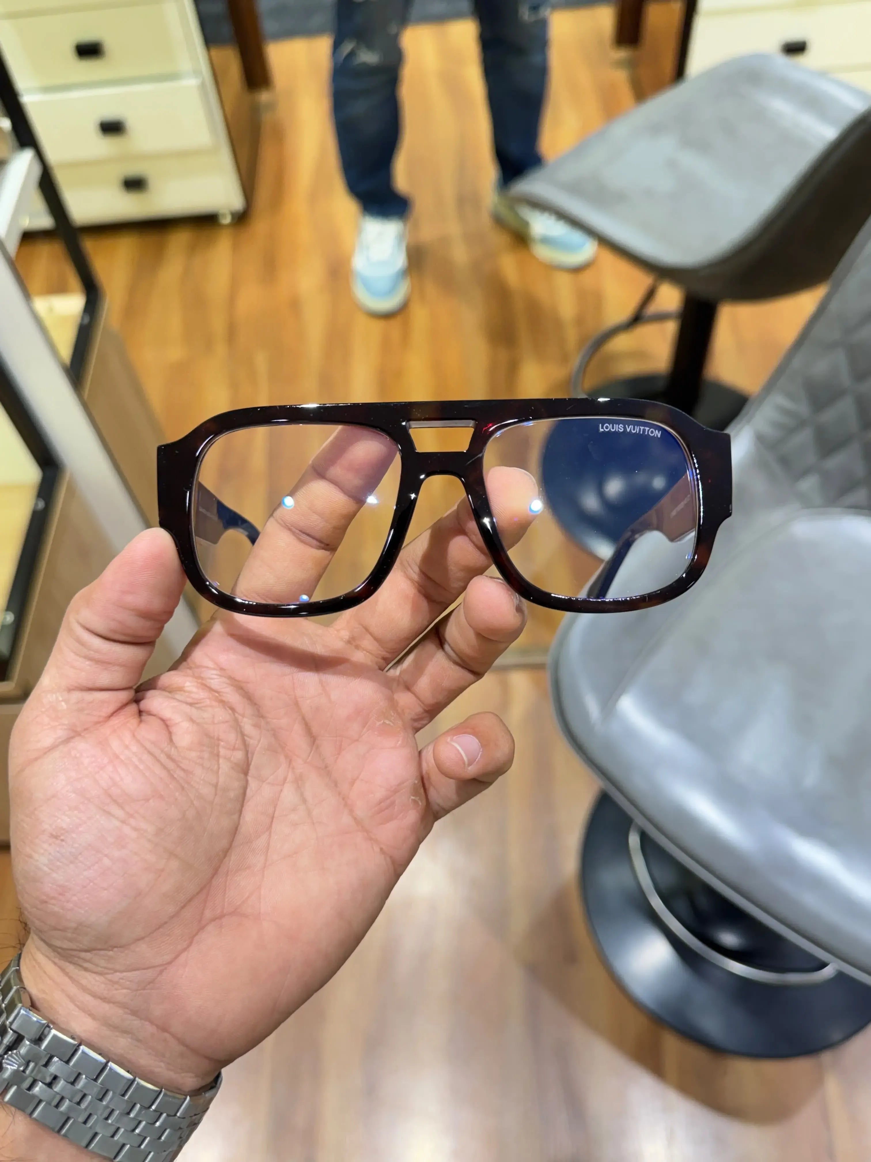 Louis Vuitton Tiger Tortoise Aviator Eyeglass Frame - Full Front