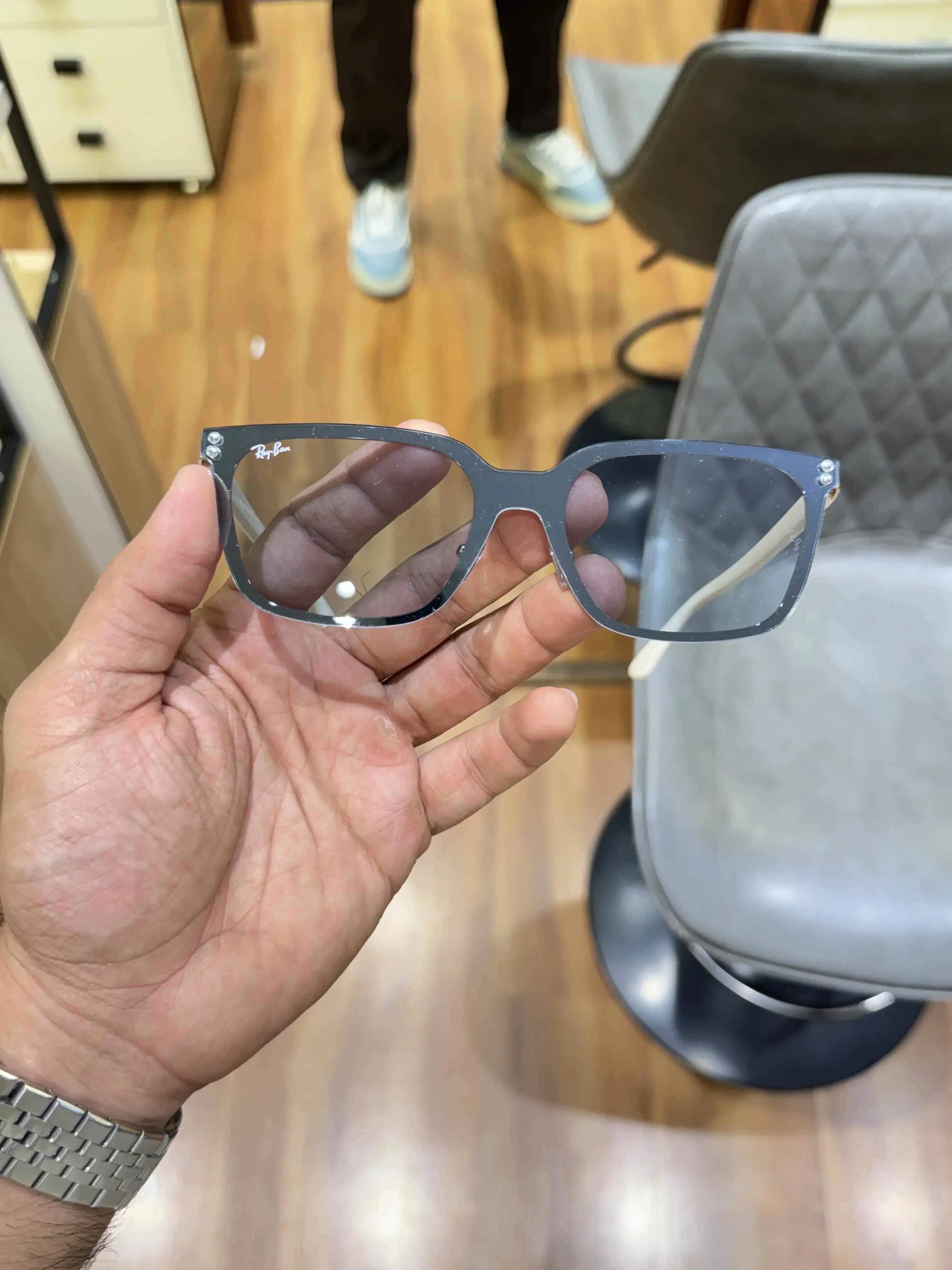 Ray-Ban RB2507S Grey White - Front face-on view showing dark grey acetate frame with clear plano lenses
