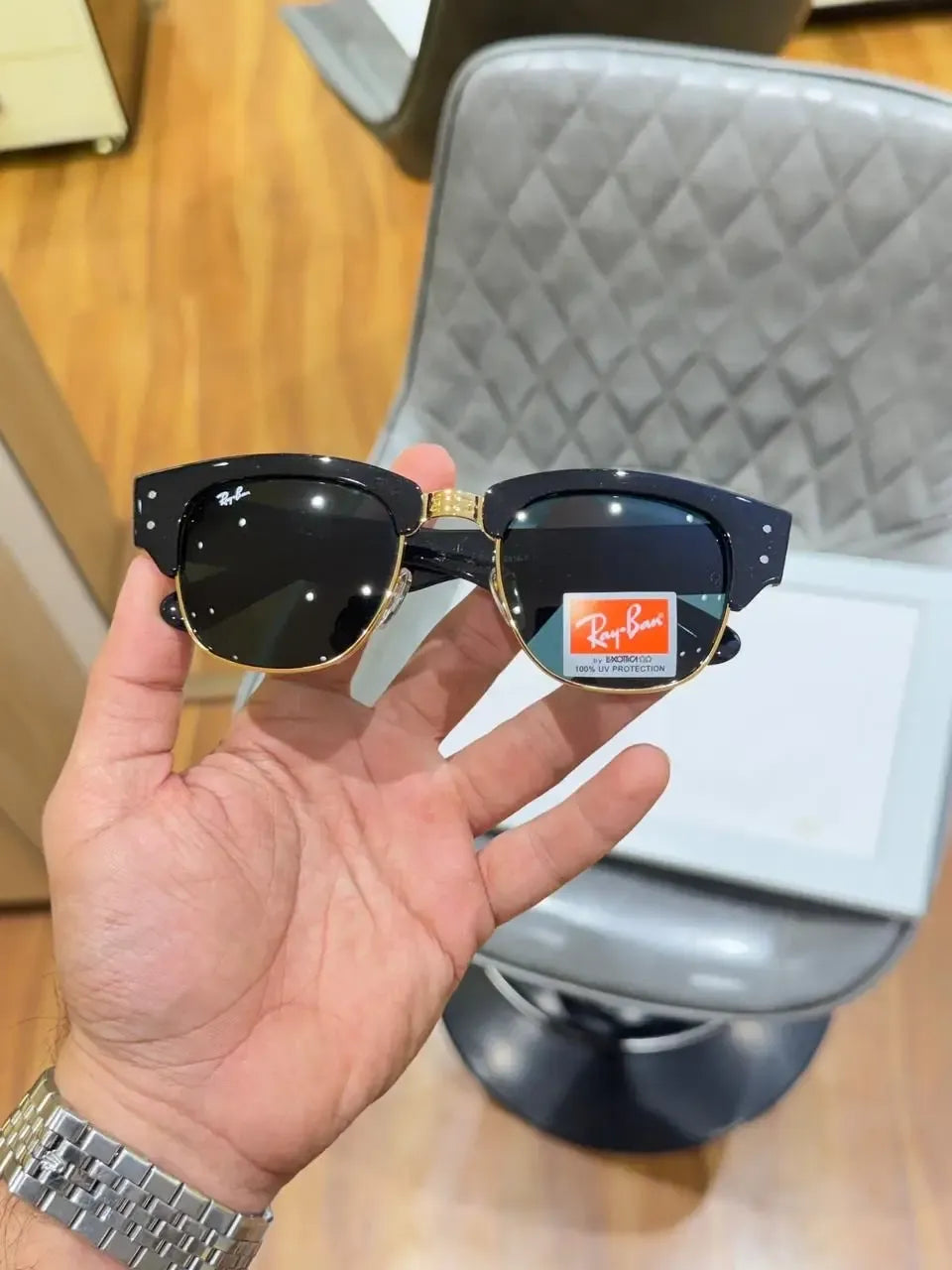 Copy Ray-Ban 316 Clubmaster Black Gold - Front face-on view