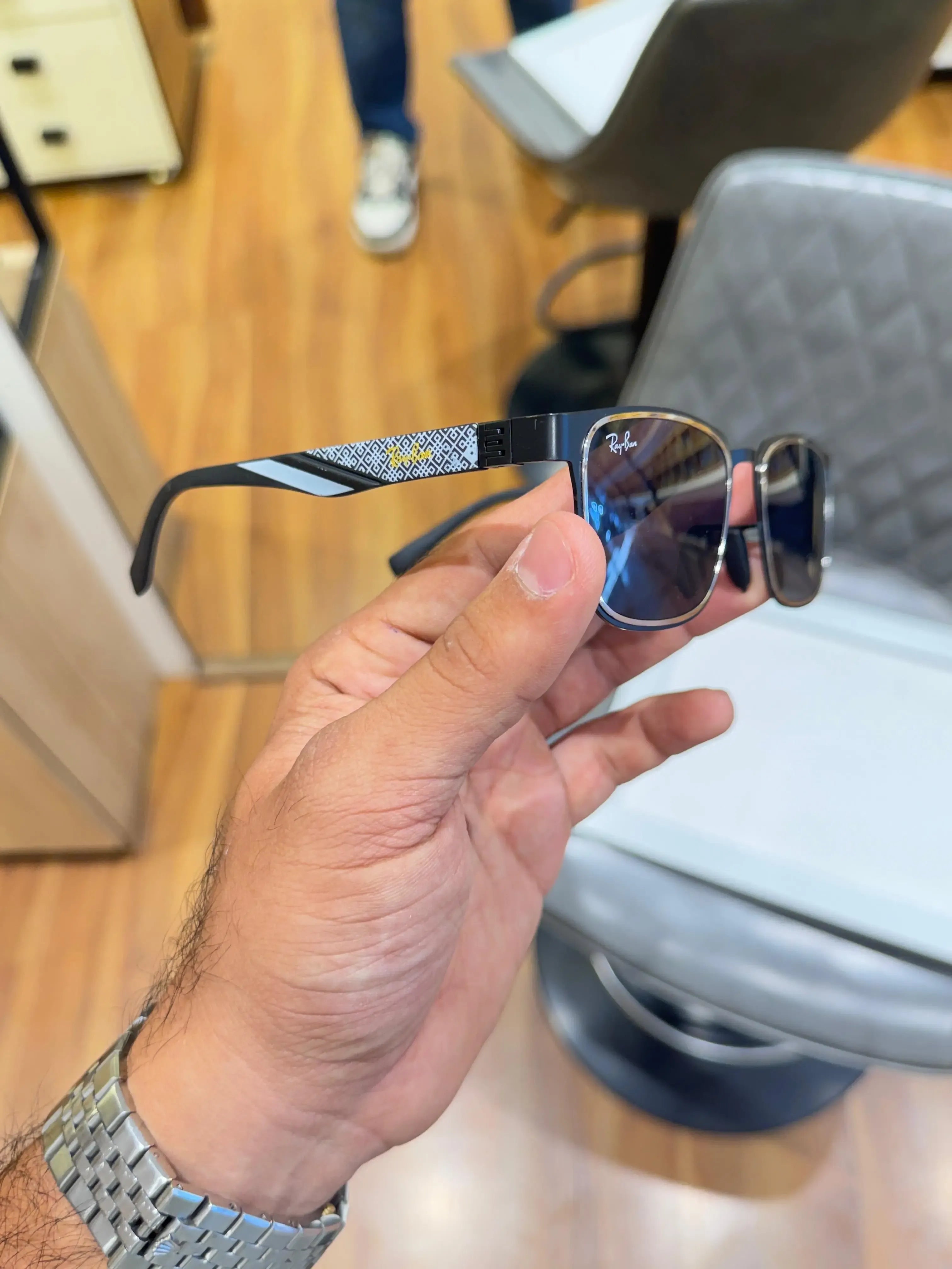Ray-Ban RB2603 Black Silver - Front angled view showing gunmetal silver lower rim and black top bar