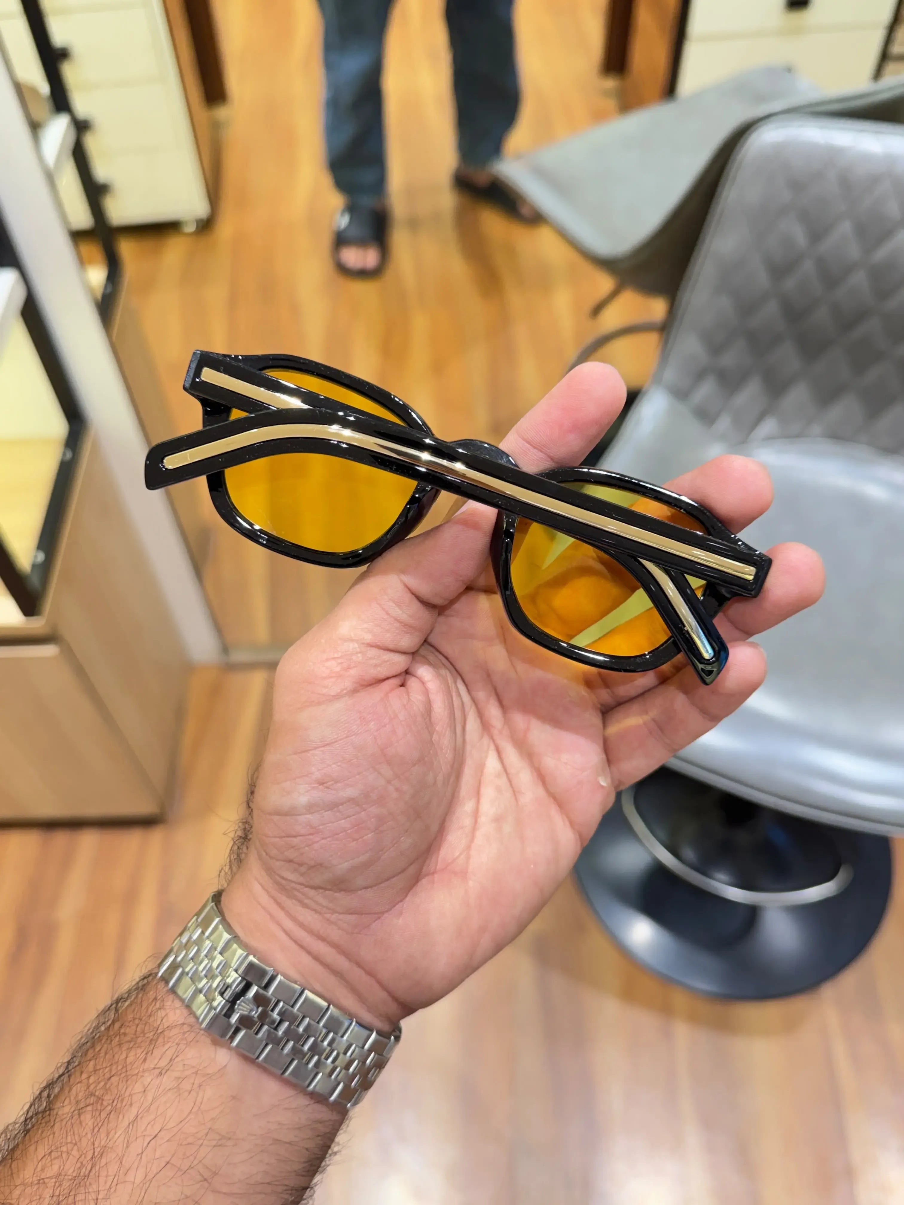 Prada Amber Square Sunglasses - Folded Gold Temple View