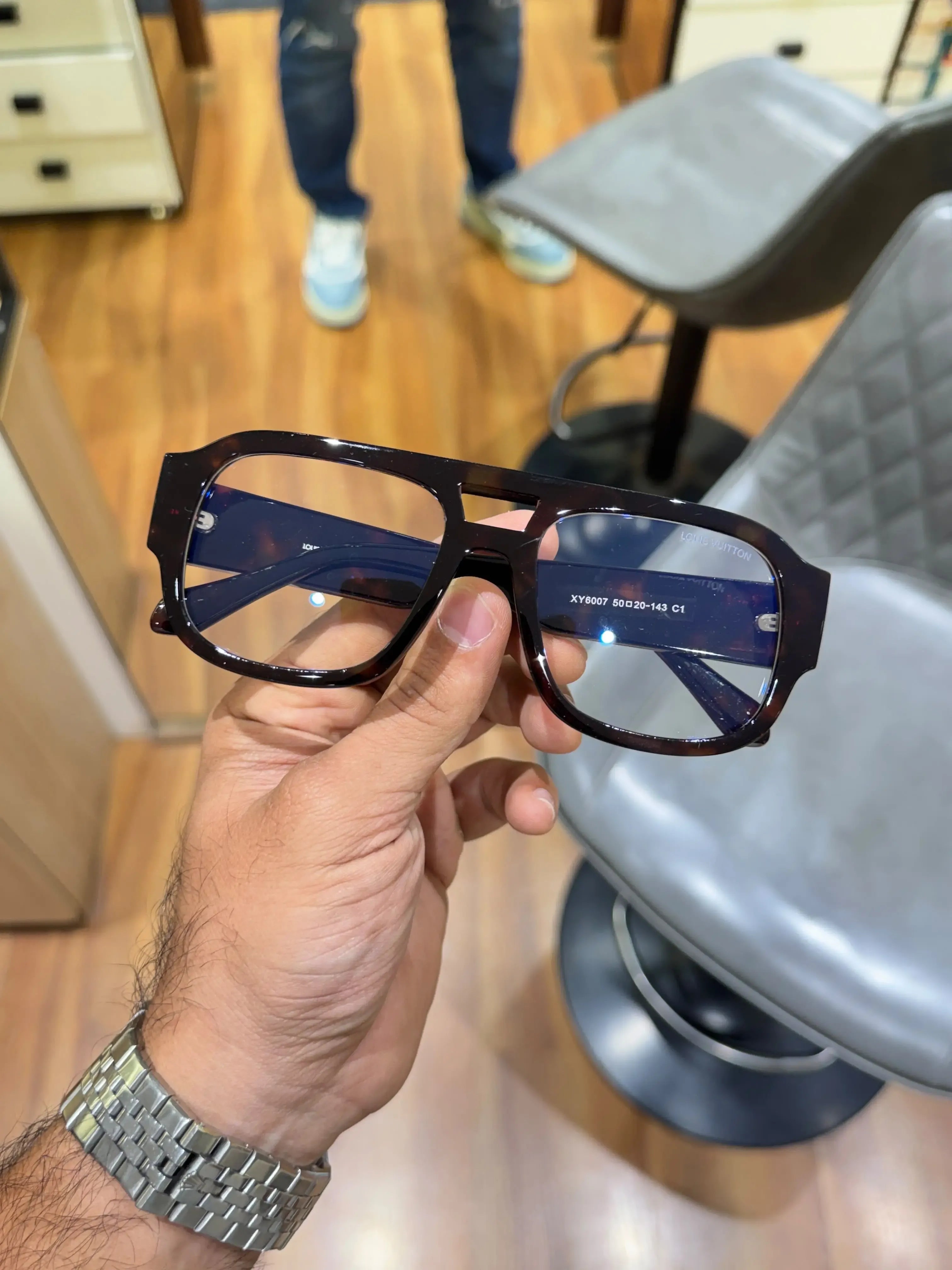 Louis Vuitton Tiger Tortoise Aviator Eyeglass Frame - Front View