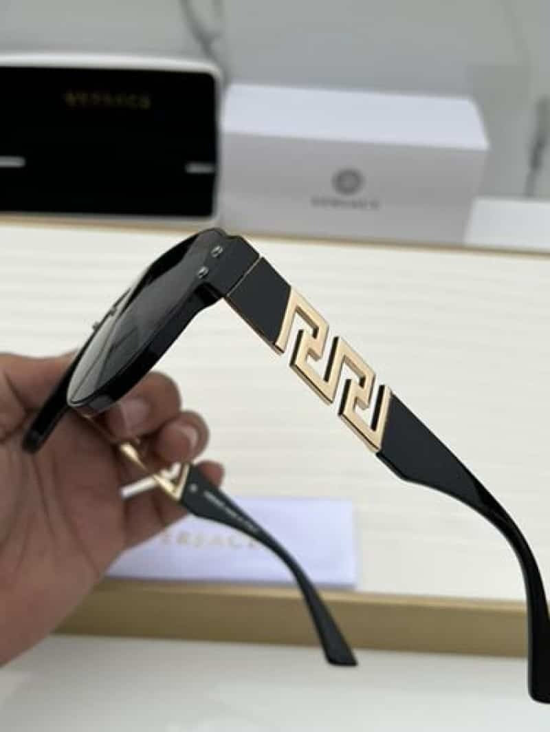 Versace Greca Aviator Sunglasses - Gold Greek Key Temple Detail