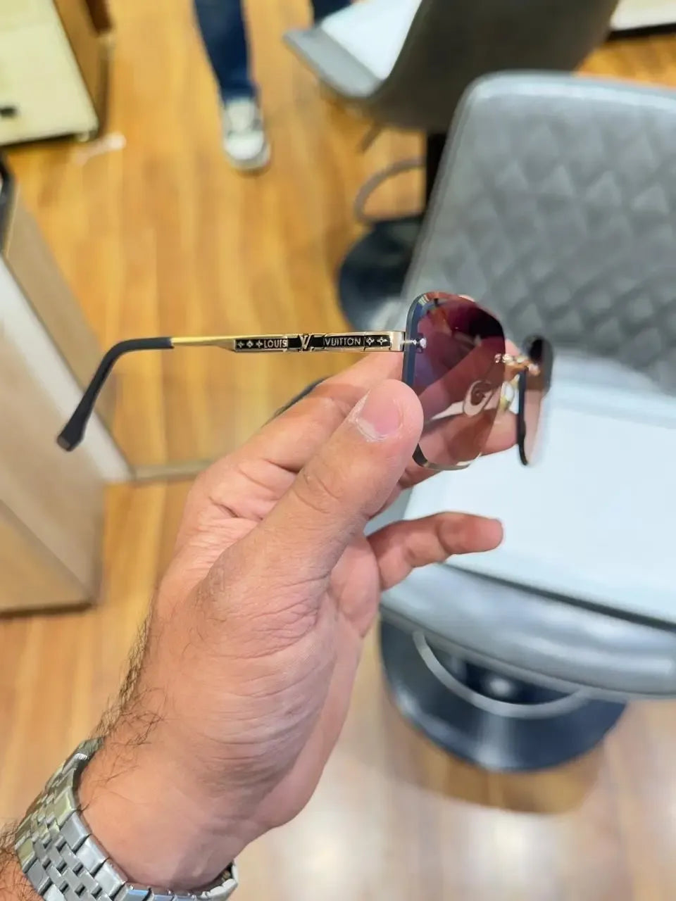Louis Vuitton Rimless Brown Gradient Sunglasses - Gold Monogram Temple