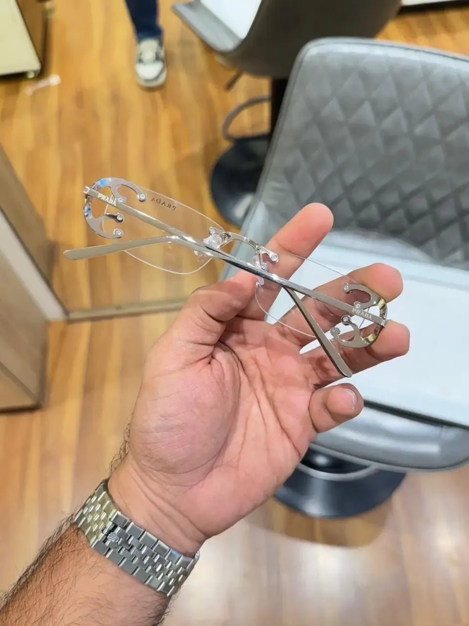 Prada Ultra-Light Rimless Silver Frame - Top View