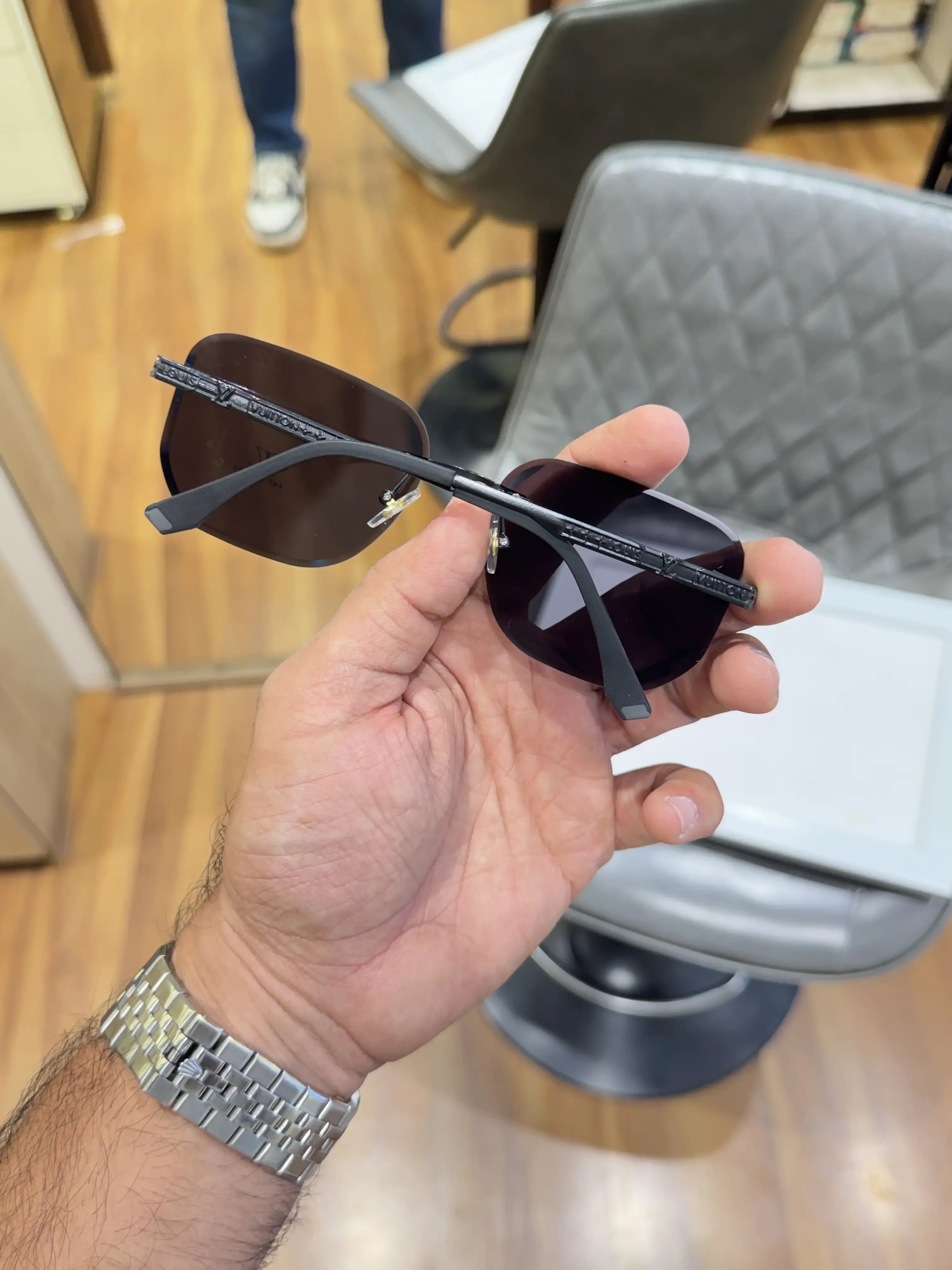 Louis Vuitton Rimless Gradient Sunglasses - Folded Temple View