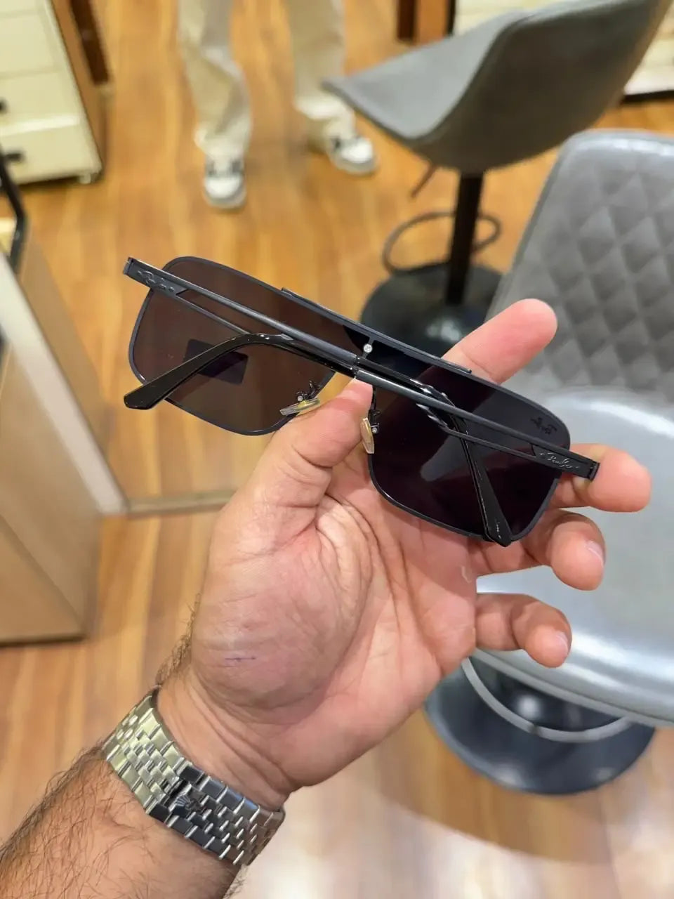 Ray-Ban RB3741 Black - Folded display showing brown gradient lens interior