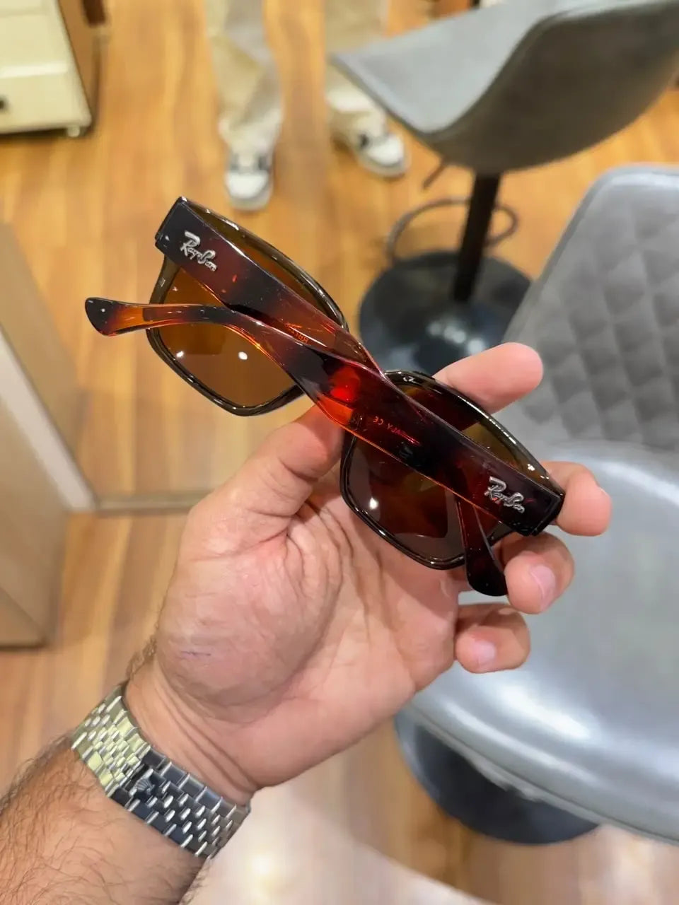Ray-Ban RB7256 Olive Tiger Havana - Folded display view
