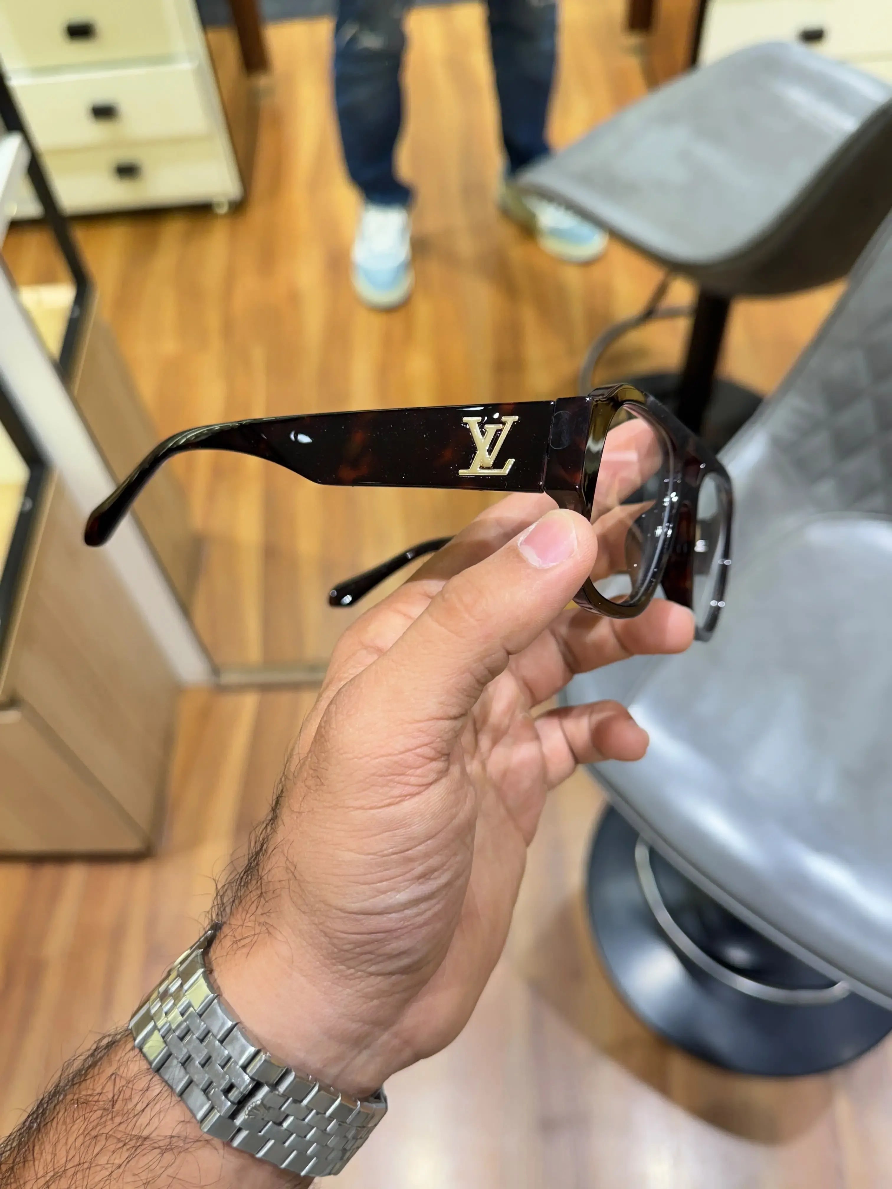 Louis Vuitton Tiger Tortoise Aviator Eyeglass Frame - Temple LV Logo