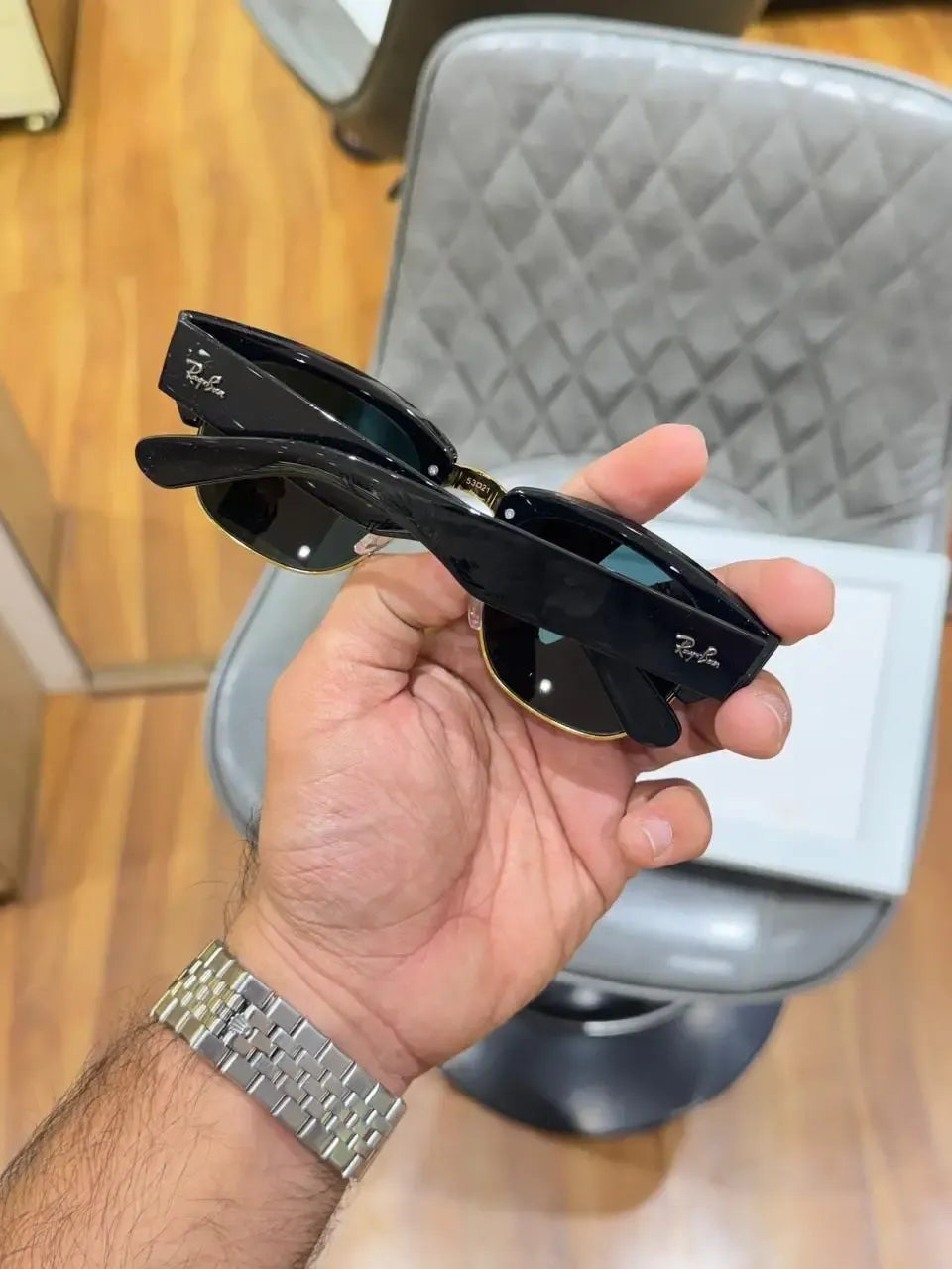 Copy Ray-Ban 316 Clubmaster Black Gold - Angled front view