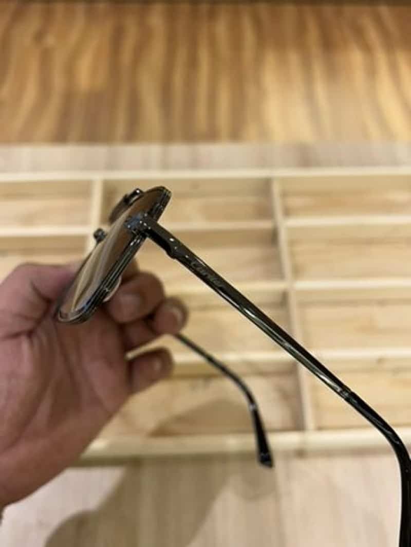 Gunmetal navigator sunglasses - top view showing double bridge bar detail