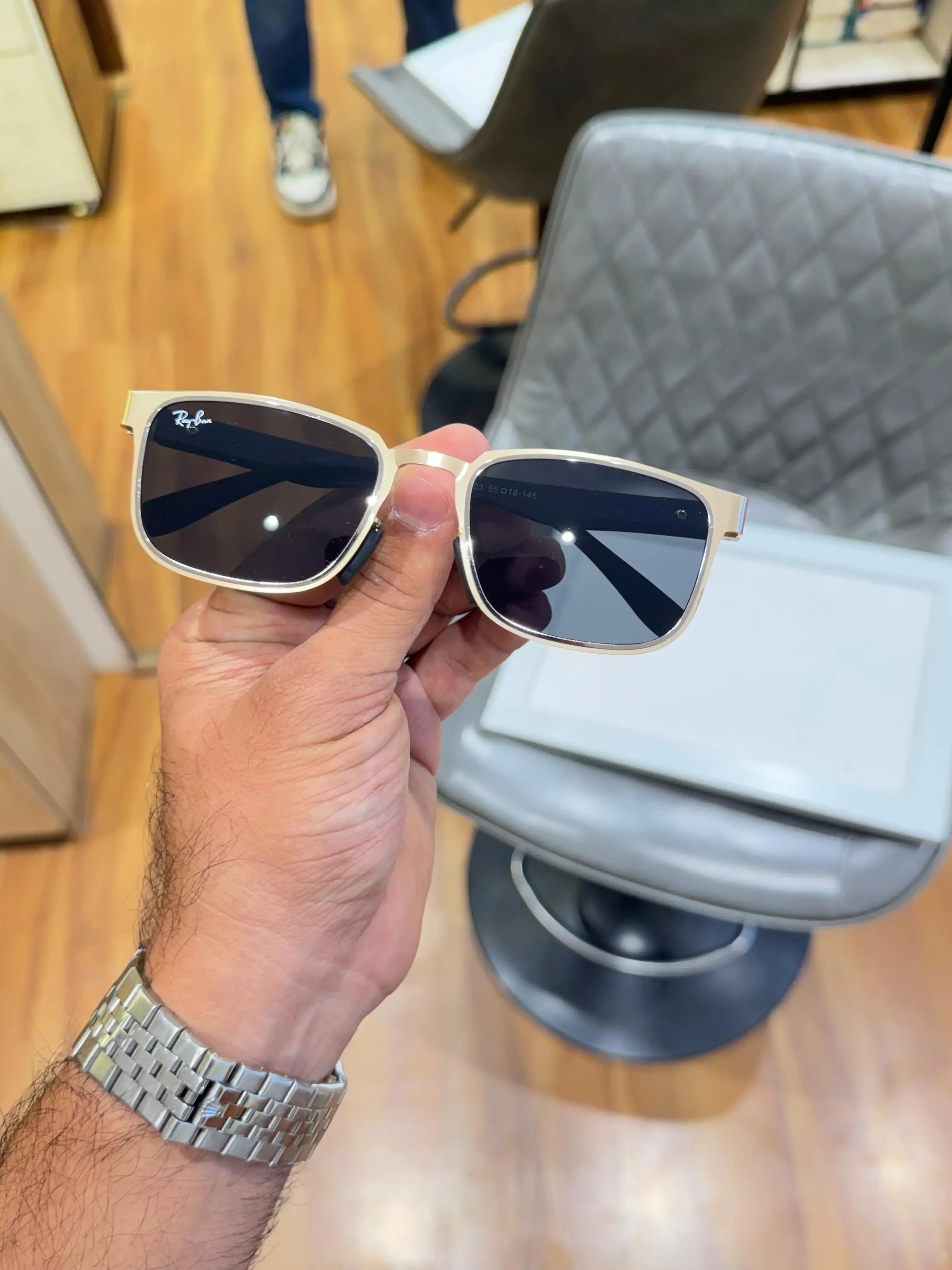 Ray-Ban RB2603 Gold Black - Angled front view showing gold metal frame and dark grey lenses