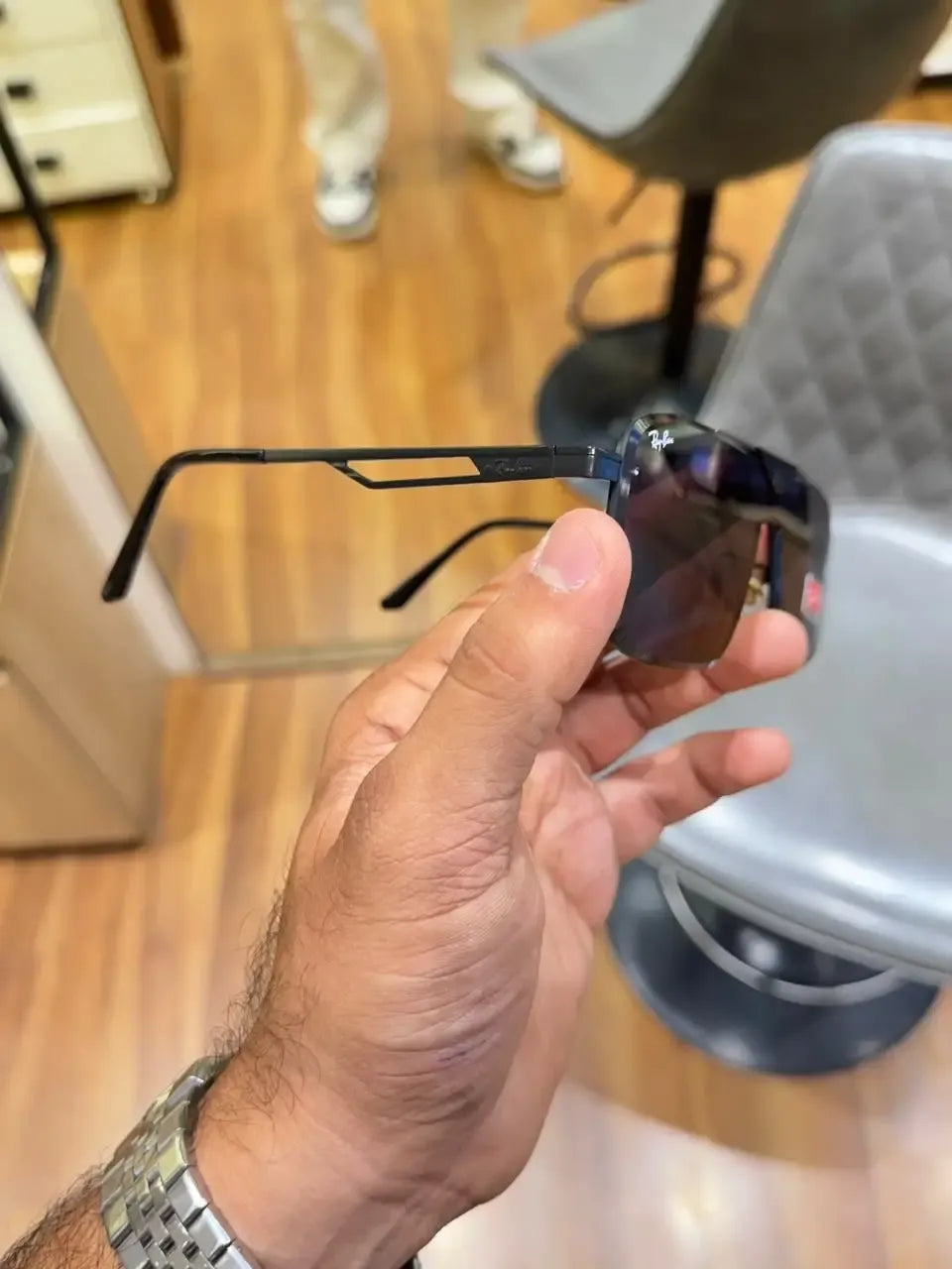 Ray-Ban RB3741 Black - Side temple view showing matte black arms