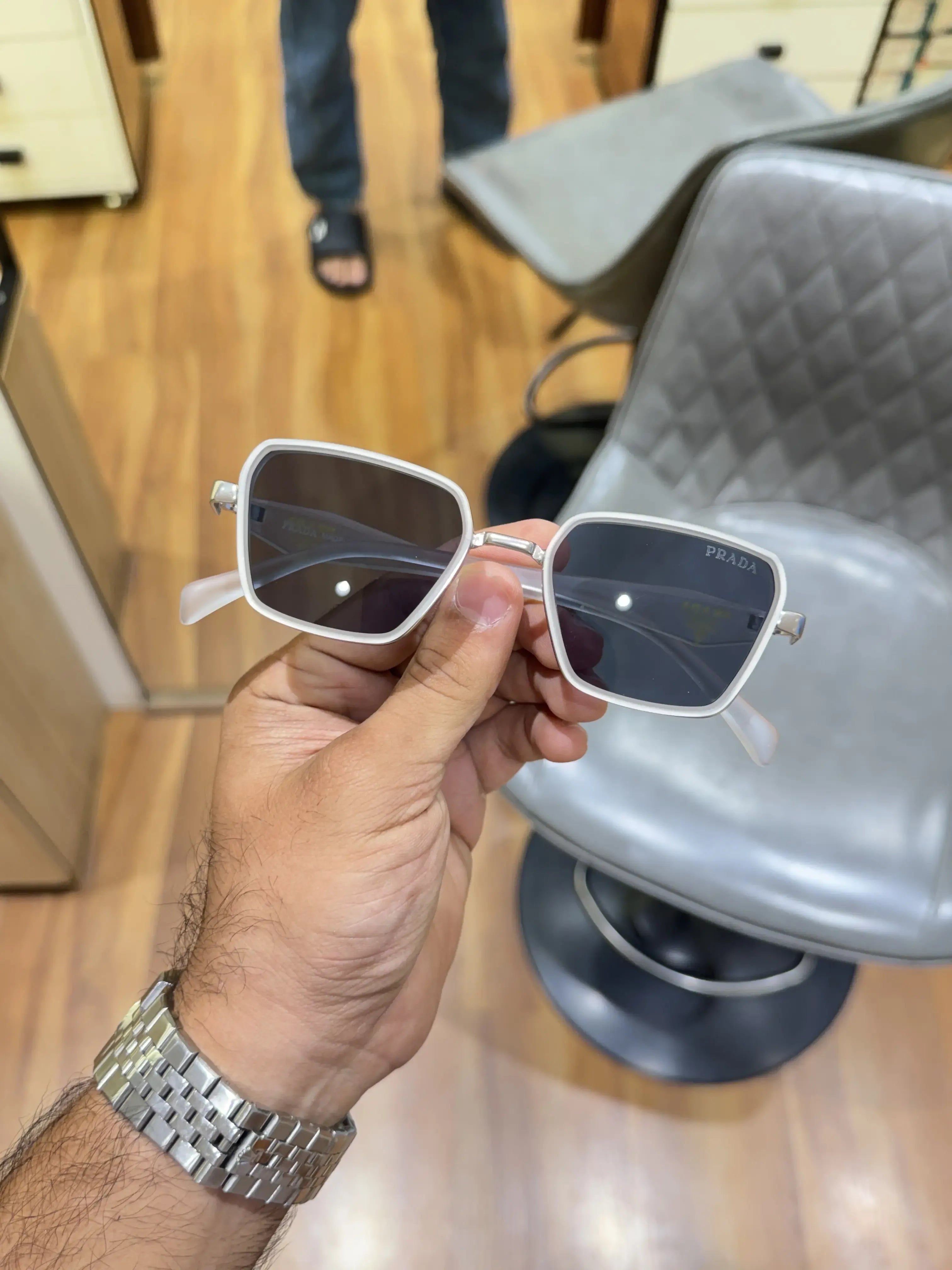 Prada White Frame Sunglasses - Front View