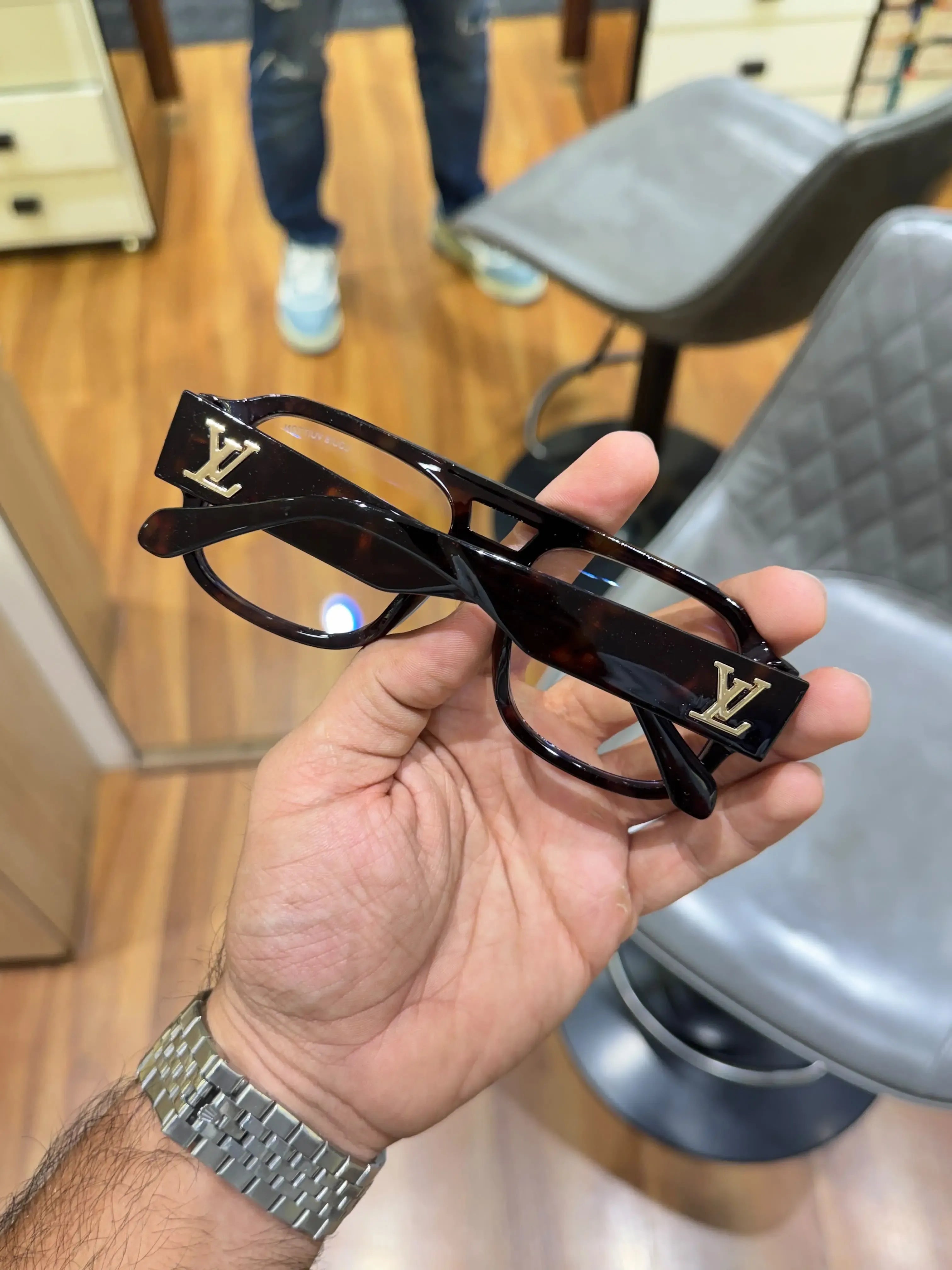 Louis Vuitton Tiger Tortoise Aviator Eyeglass Frame - Folded View
