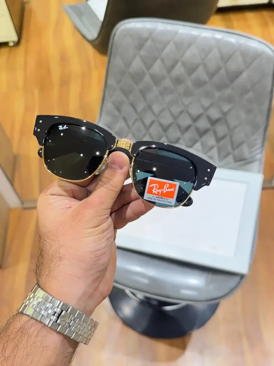 Copy Ray-Ban 316 Clubmaster Black Gold - Front display view