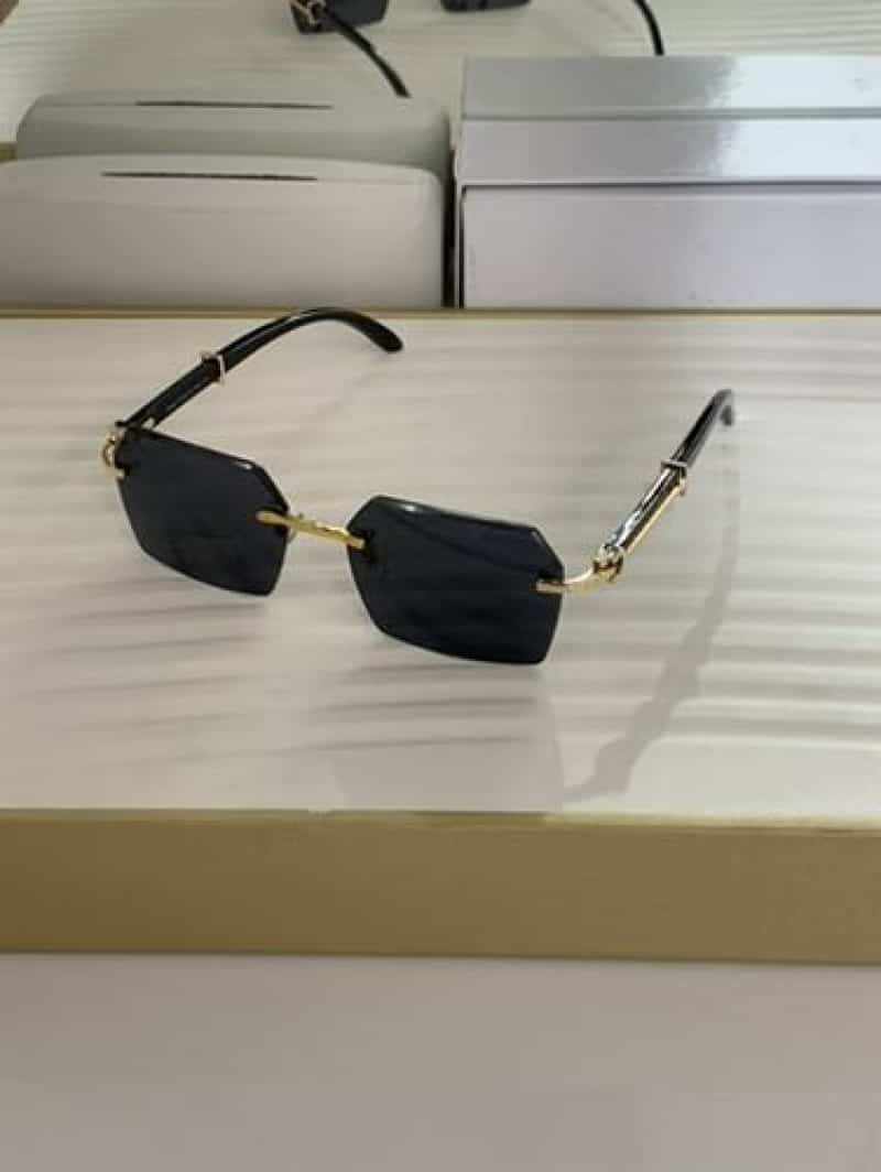 Dark smoke rimless square sunglasses - angled view