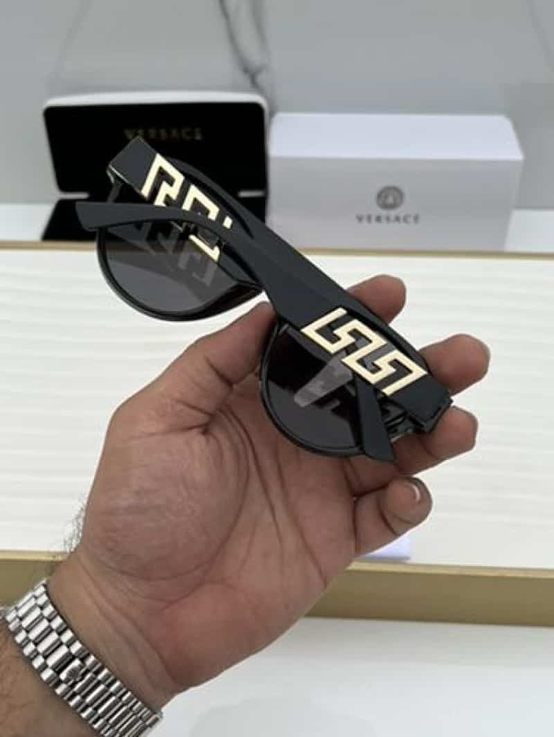 Versace Greca Aviator Sunglasses - Folded Gold Temple View