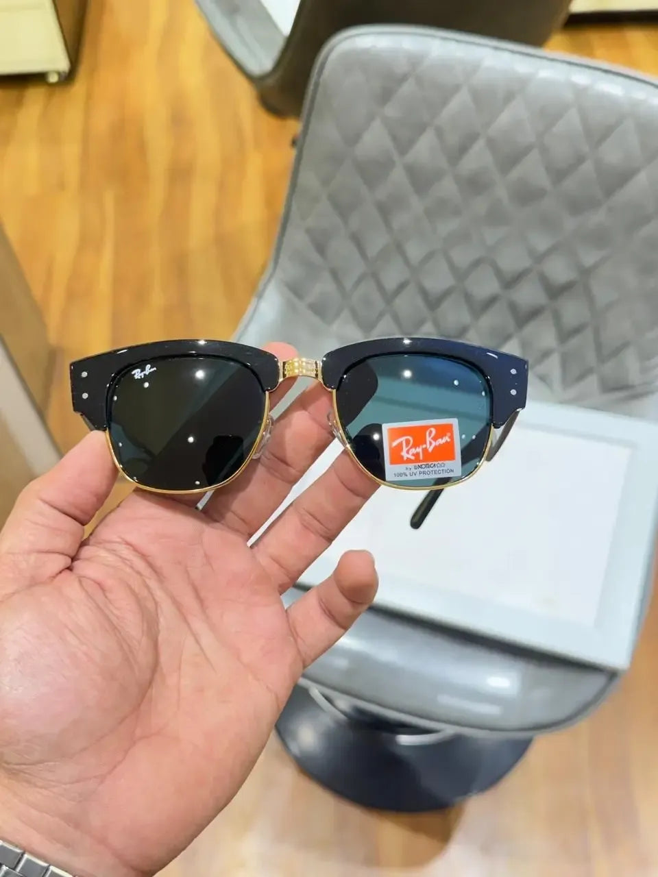 Copy Ray-Ban 316 Clubmaster Black Gold - Folded top view